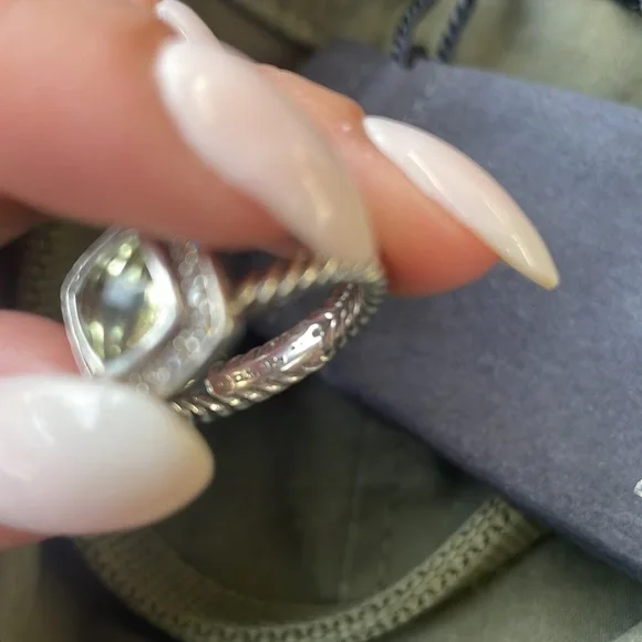 Petite Albion ring with Prasiolite and Pavé Diamonds sz6 - Picture 3 of 4